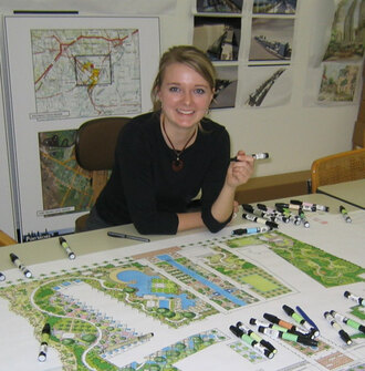 A scholarship winner with a site plan