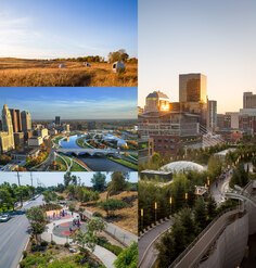 A collage of four landscape projects selected for the 2021 CSI program