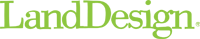 LandDesign logo: The words LandDesign in bright green