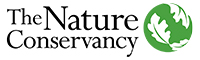Logo of the The Nature Conservancy with a green sphere wrapped in 3 white leaves