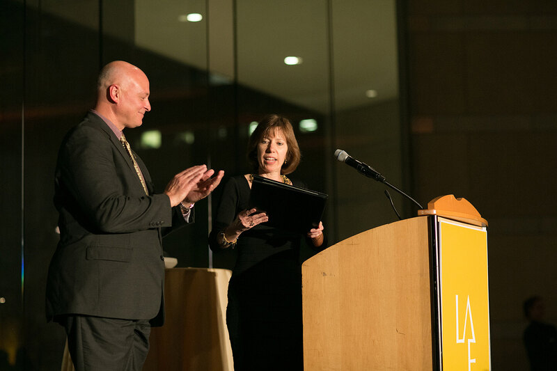 ASLA's CEO Nancy Somerville and President Chad Danos deliver a Philadelphia-style proclamation.
