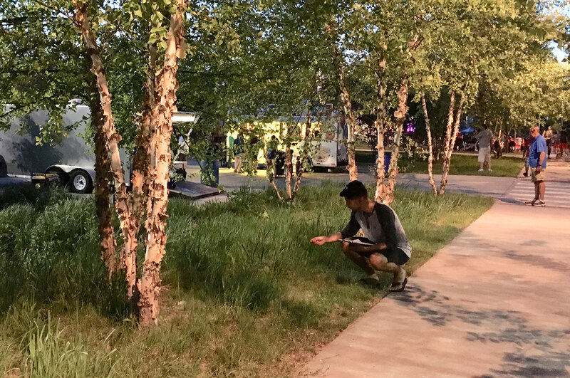 LAF Research Assistant Brandon Zambrano gathers data at Tom Hannafan River's Edge Park