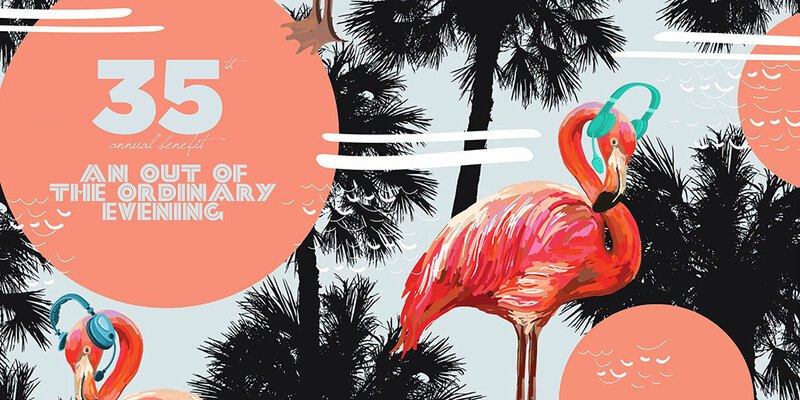 Ridiculous graphic with flamingos and palm trees