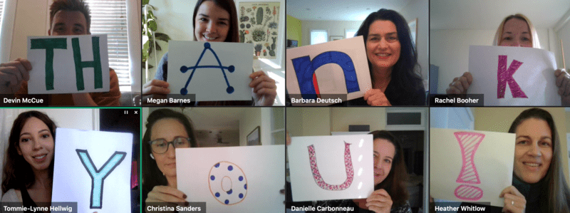 LAF Staff spell out "Thank You!" on a virtual meeting