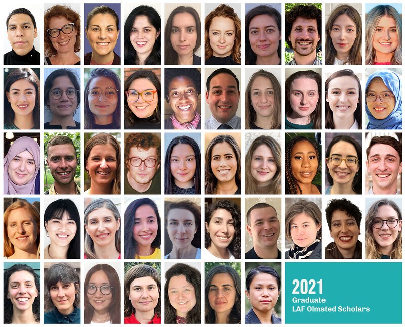 Grid of headshots of the 2021 Graduate LAF Olmsted Scholars