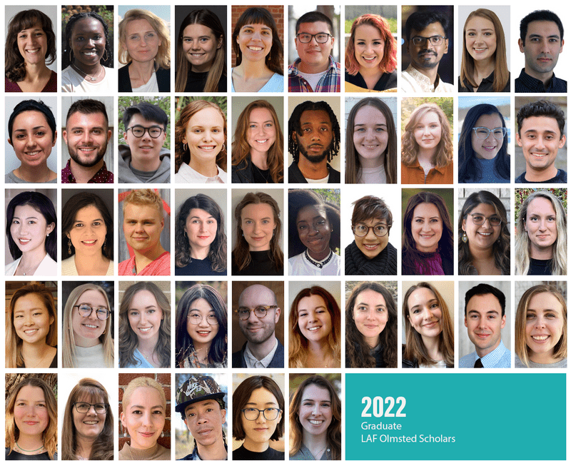 Grid of headshots of the 2022 Graduate LAF Olmsted Scholars