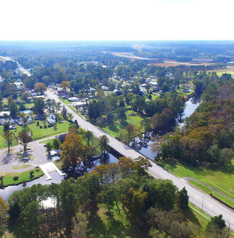 Aerial image of Princeville, NC, a rural community