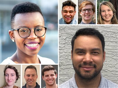 Headshots of the 2 LAF Olmsted Scholar winners and 6 Finalists