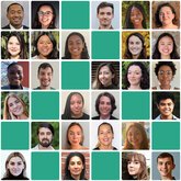 A grid with headshots of the 27 students who won LAF scholarships in 2023
