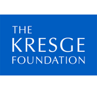 Logo of the Kresge Foundation - white words in all caps on a blue background