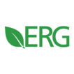 Green “ERG” logo with stylized leaf integrated into the lettering