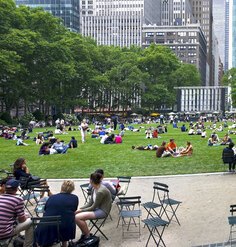 People outside in Bryant Park in New York City