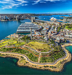 An aerial image of PWP's Barangaroo Preserve after completion in 2015