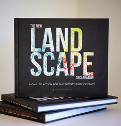 The New Landscape Declaration book with cover displayed on a stack of two