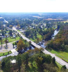 Aerial image of Princeville, NC, a rural community