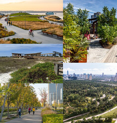 A collage of five landscape projects selected for the 2021 CSI program