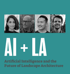 AI + LA graphic under photos of webinar participants.