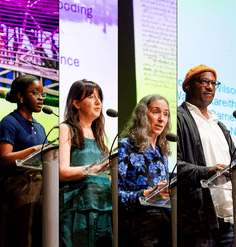 collage image of four presenters