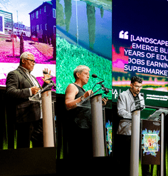 collage image of three presenters